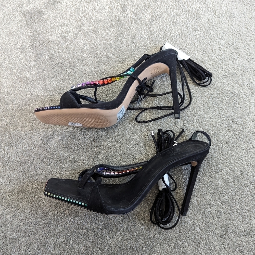 SCHUTZ Vikki Crystal Strappy Heels Sandals Size 9 - Picture 4 of 7